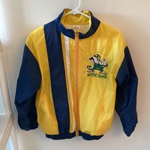 Vtg Nylon Notre Dame Womens Sz 14-16 Fighting Irish Patch 90s Windbreaker Jacket